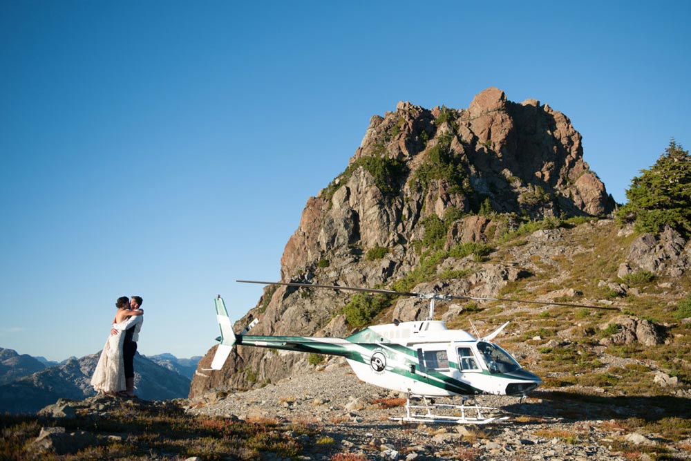 Tofino Wedding photos with helicopter